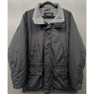 Lands End Utility Aircore Jacket Men L Black Fleece Lined 9 Pocket Casual Travel